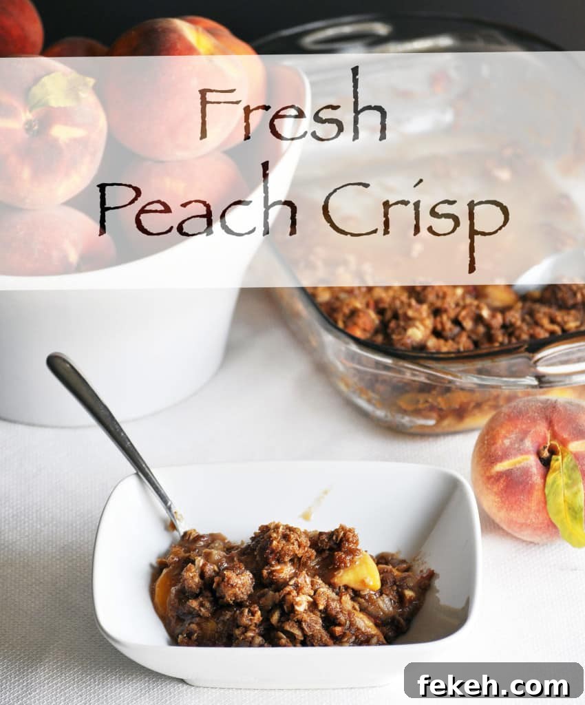 Perfect Peach Crisp Recipe with Oat Streusel Topping 2 Fresh Peach Crisp Recipe. Fresh peaches topped with a buttery brown almond streusel. | OfBatterAndDough.com