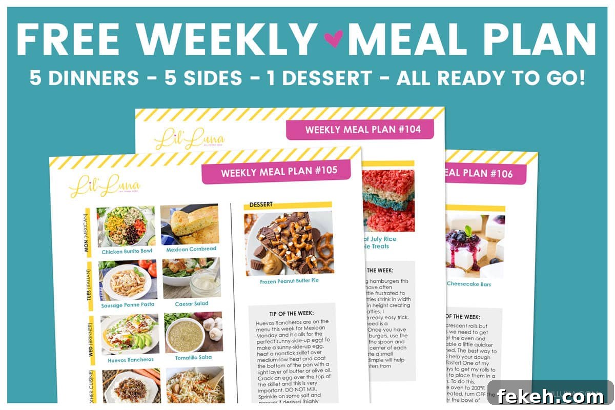 Meal Plan #106 A graphic showing multiple meal plans.