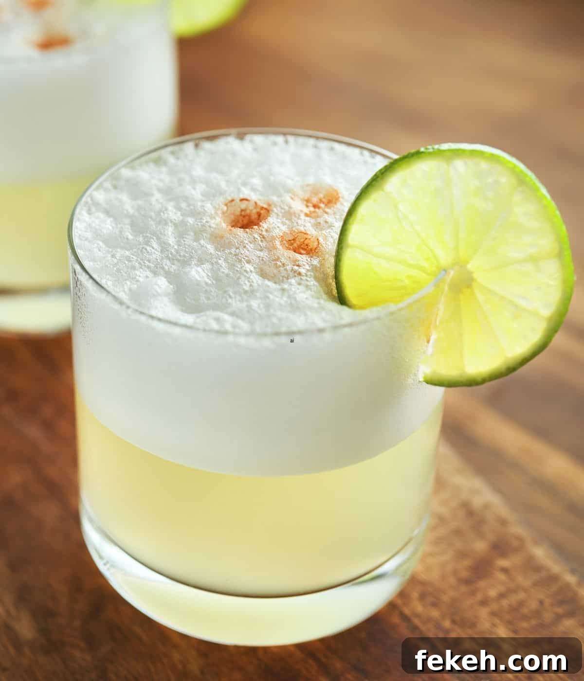 22 Elegant Cocktail Recipes for Sophisticated Events 12 Pisco sour cocktail with lime slice.