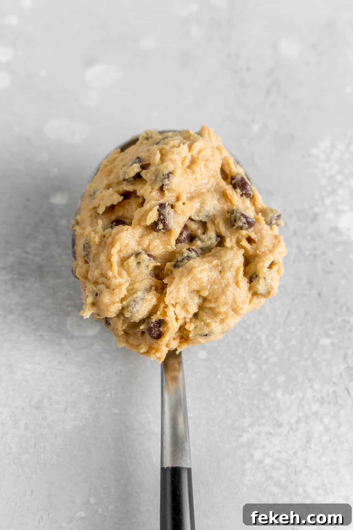 Safe-to-Eat Chocolate Chip Cookie Dough Recipe 8 A spoonful of edible cookie dough.