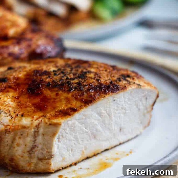 Smoked Pork Butt (Smoked Pork Shoulder) Recipe for Tender, Juicy Meat 15 A chipotle air fryer pork chop sliced open to see the white meat.