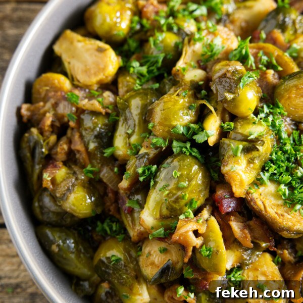 Smoked Pork Butt (Smoked Pork Shoulder) Recipe for Tender, Juicy Meat 22 brussels sprouts with bacon in a bowl