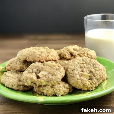Vegan Chewy Apple Oatmeal Cookies