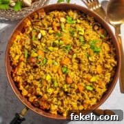 Majestic Moroccan Rice Pilaf with Saffron and Aromatic Spices 11 Moroccan rice in a copper pan.