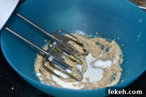 Add milk and beat