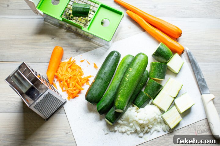 Zucchini Ikra: Savory Vegetable Spread Recipe for Every Meal 3 chopped vegetables for zucchini spread