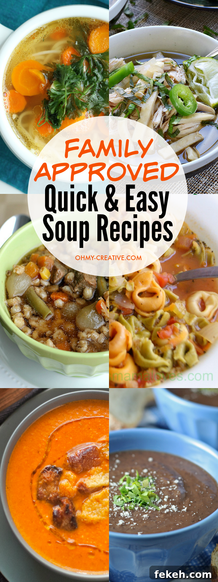 Try one of these Family Approved Quick and Easy Soup Recipes for lunch or dinner tonight! | OHMY-CREATIVE.COM