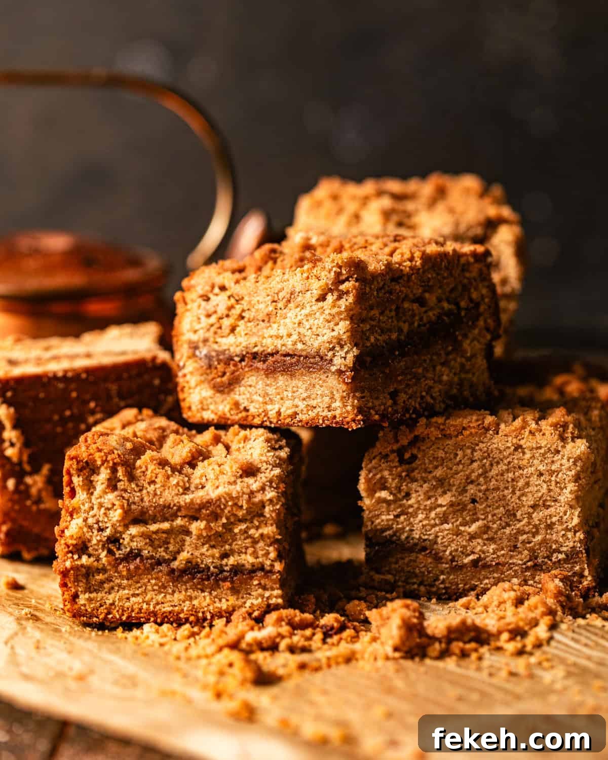 Cardamom Coffee Cake Recipe: Aromatic Spiced Bundt Cake 12 cardamom coffee cake cut into squares and stacked on top of each other.