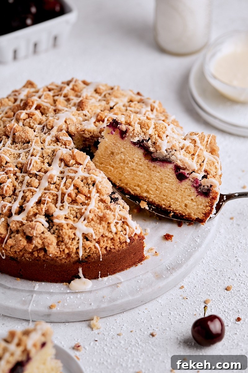 Cherry Crumb Cake with Vanilla Glaze Recipe for Moist Spring Desserts 2 Cherry Crumb Cake