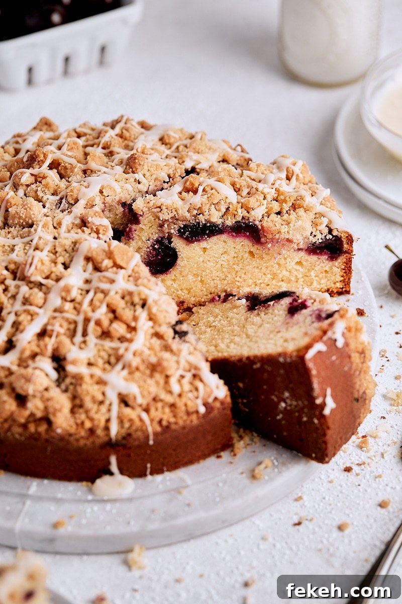 Cherry Crumb Cake with Vanilla Glaze Recipe for Moist Spring Desserts 4 Cherry Crumb Cake