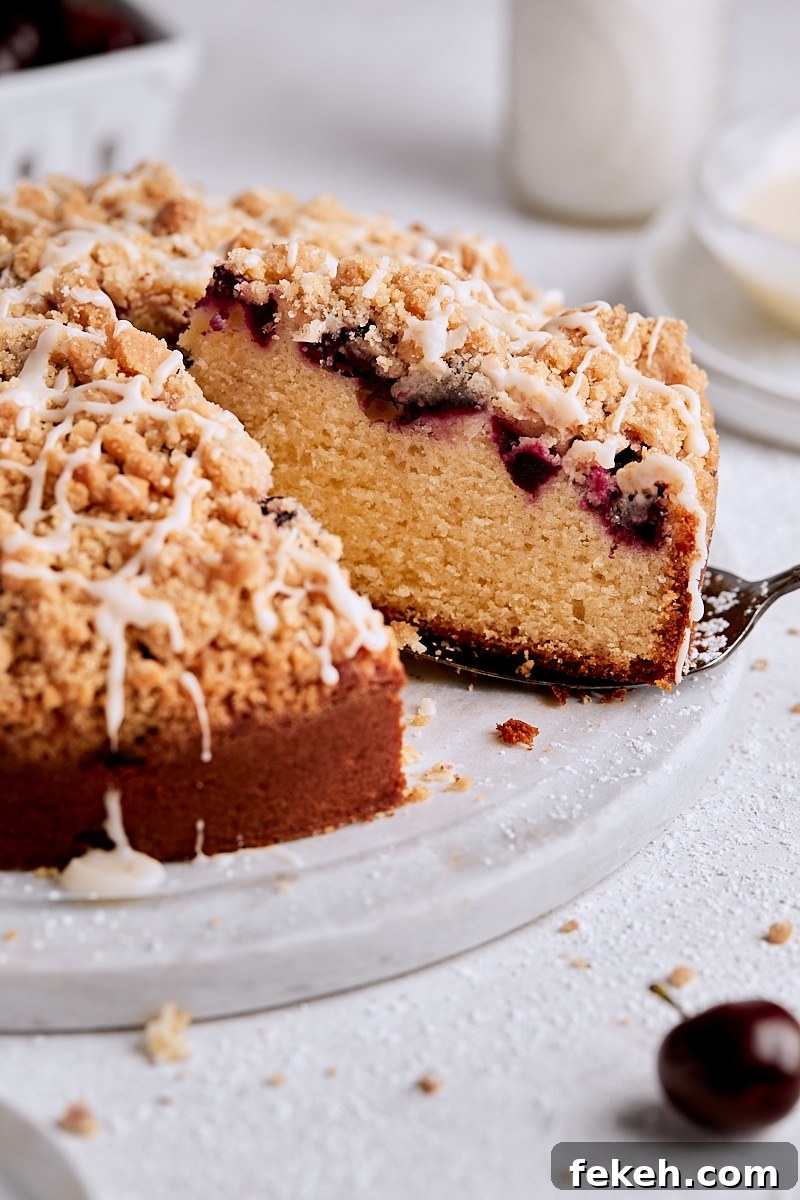 Cherry Crumb Cake with Vanilla Glaze Recipe for Moist Spring Desserts 5 Cherry Crumb Cake