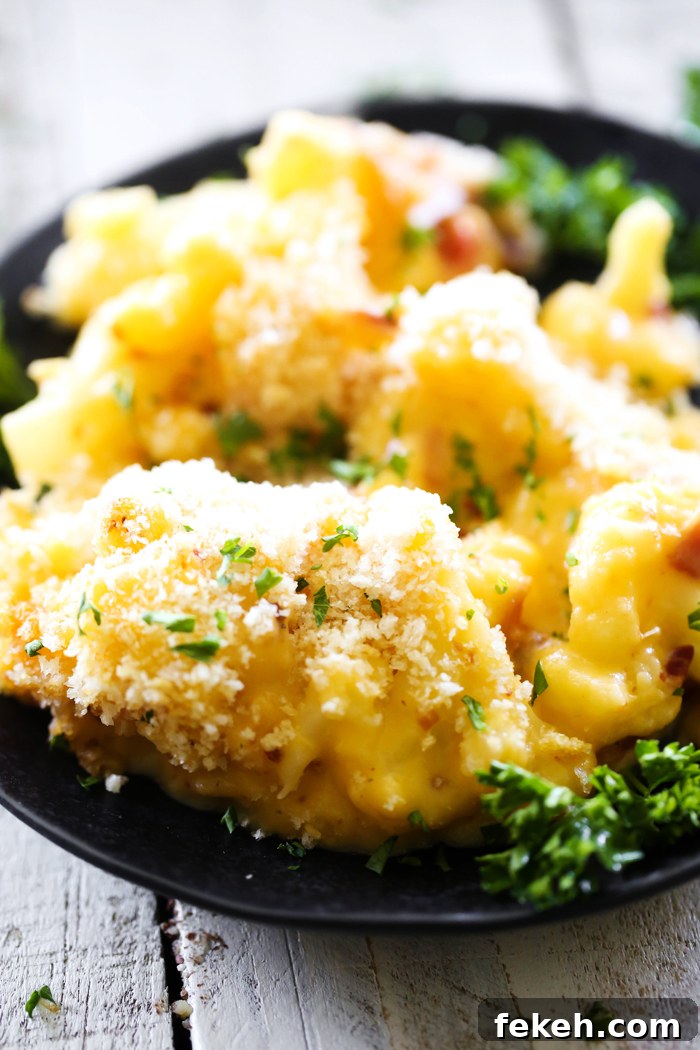 Creamy Cauliflower Gratin with Golden Cheese Crust 3 Cheesy Cauliflower Gratin