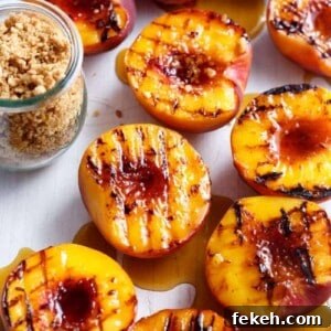 Maple-Grilled Peaches with Almond Cookie Crumble 11 Maple Grilled Peaches Almond Cookie Crumb
