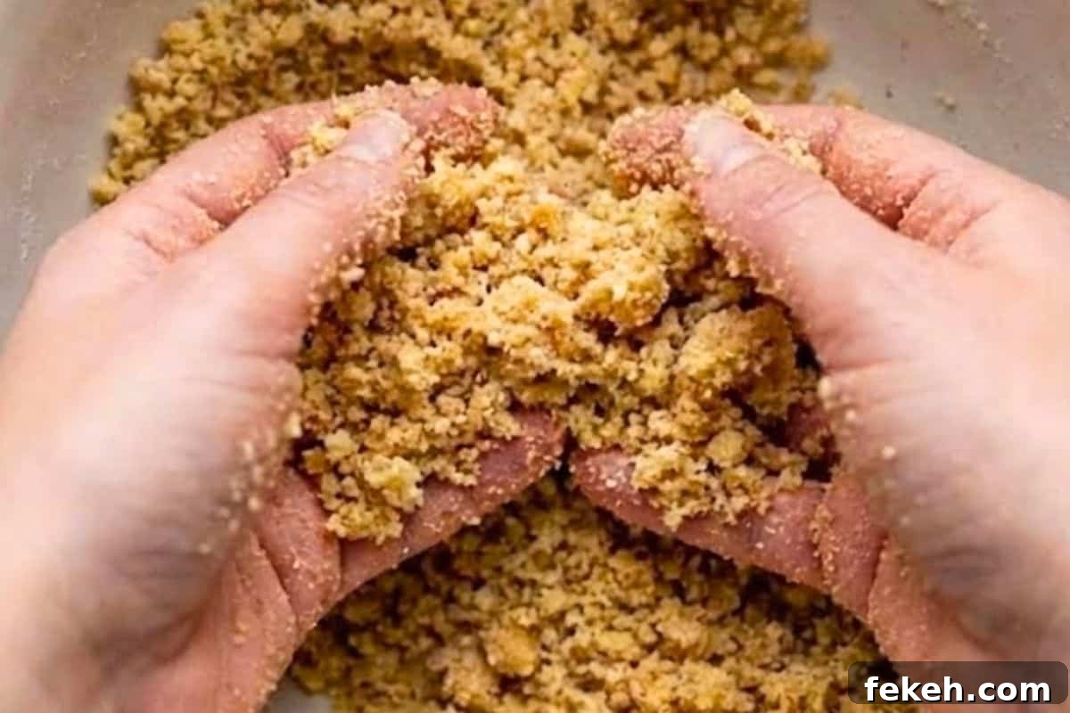 Maple-Grilled Peaches with Almond Cookie Crumble 5 Combine flour, sugar, almond meal, baking powder, and salt. Add melted butter and vanilla, then rub until crumbs form.