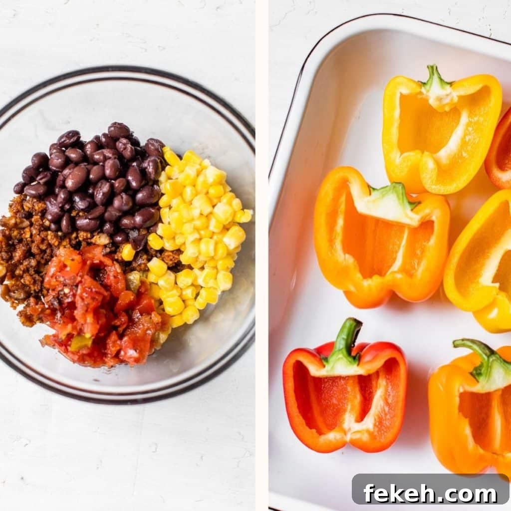 bell peppers sliced in half