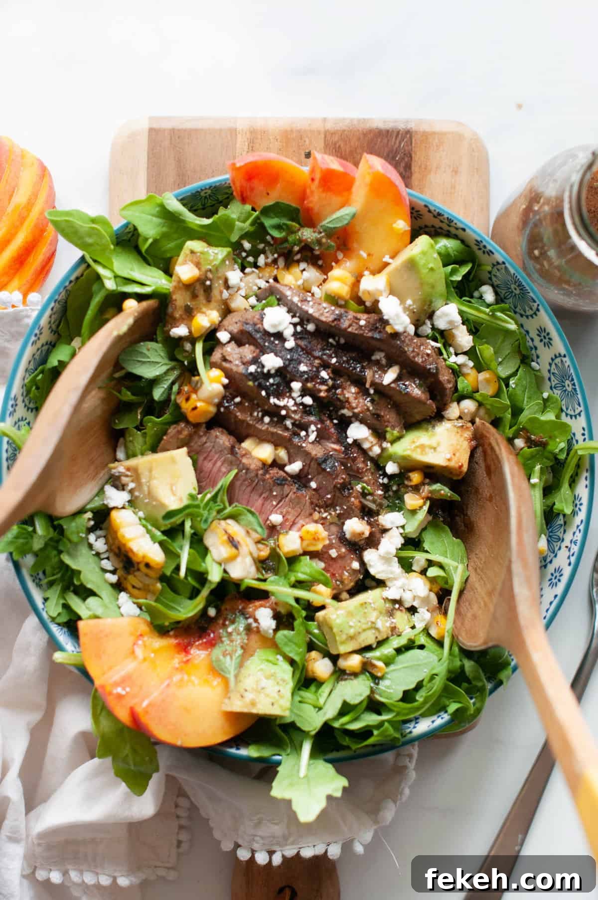 Grilled Steak with Peach Salad Recipe for Summer Meals 2 grilled steak and peach salad