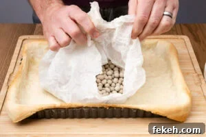 Classic Cheese Flan Recipe: Old-Fashioned Dinner Dessert 14 Removing the baking beans and parchment paper