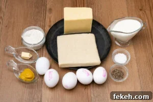 Classic Cheese Flan Recipe: Old-Fashioned Dinner Dessert 5 Block of short crust pastry and ingredients