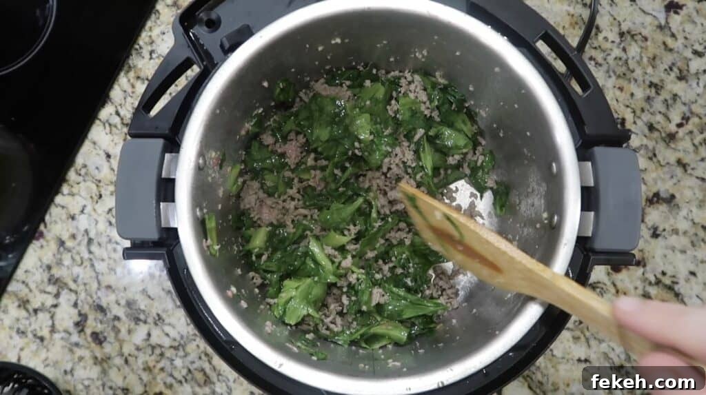 Instant Pot Escarole and White Bean Soup Recipe 11 Wilted escarole