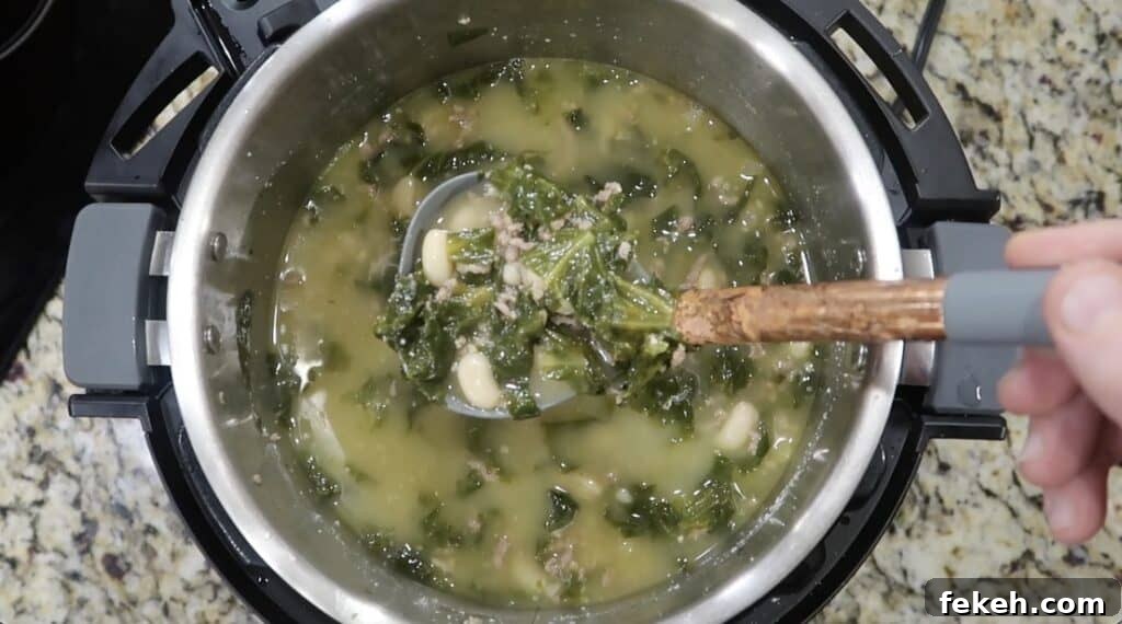 Instant Pot Escarole and White Bean Soup Recipe 22 Finsihed Soup