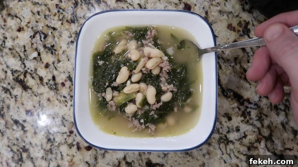 Instant Pot Escarole and White Bean Soup Recipe 23 Soup in bowl