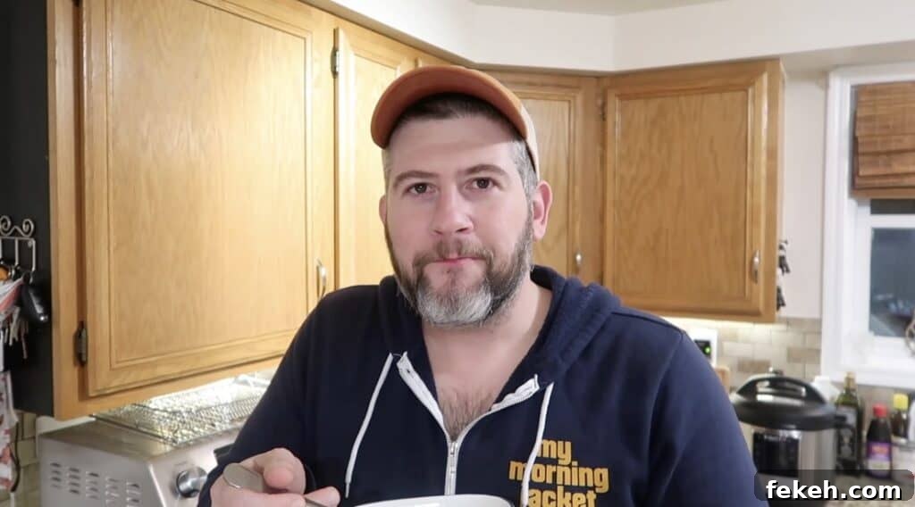 Instant Pot Escarole and White Bean Soup Recipe 27 Man looking happy.