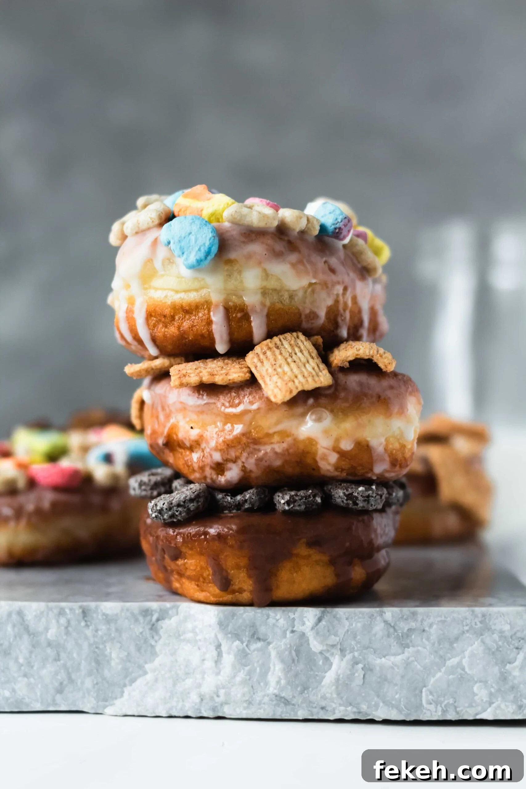 3 stacked donuts