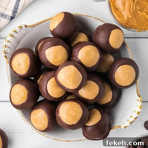 Overhead view of buckeye balls candy.