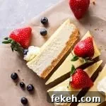 sliced small batch cheesecake on parchment paper (2)
