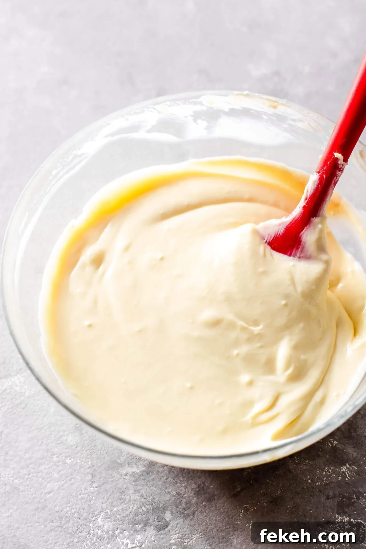 small batch cheesecake filling batter in bowl