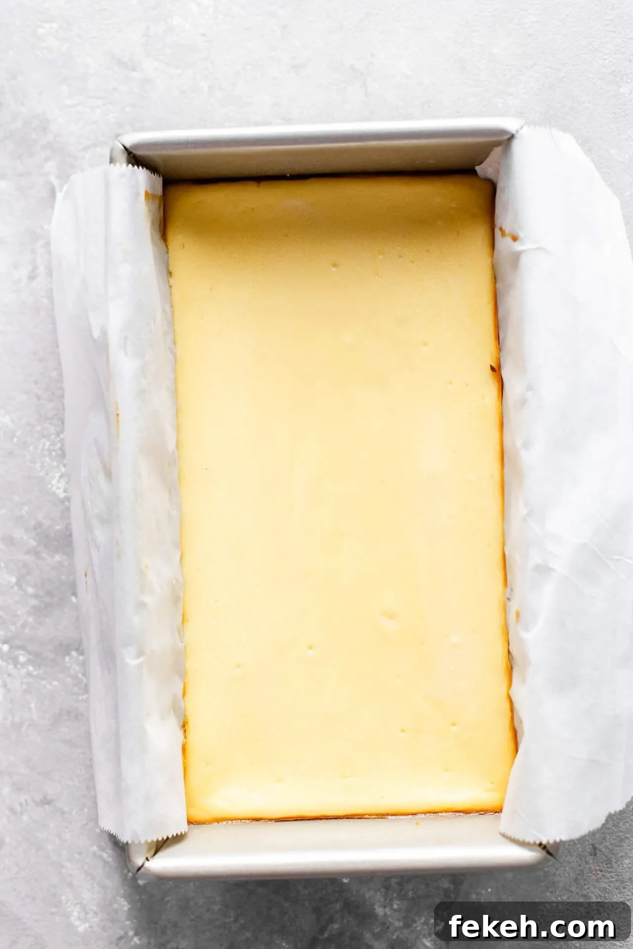 baked small batch cheesecake in baking pan