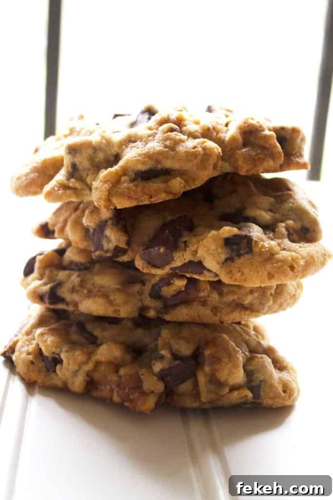 Chunky Monkey Banana Chocolate Chip Cookies Recipe 5 Chunky Monkey Cookies stacked