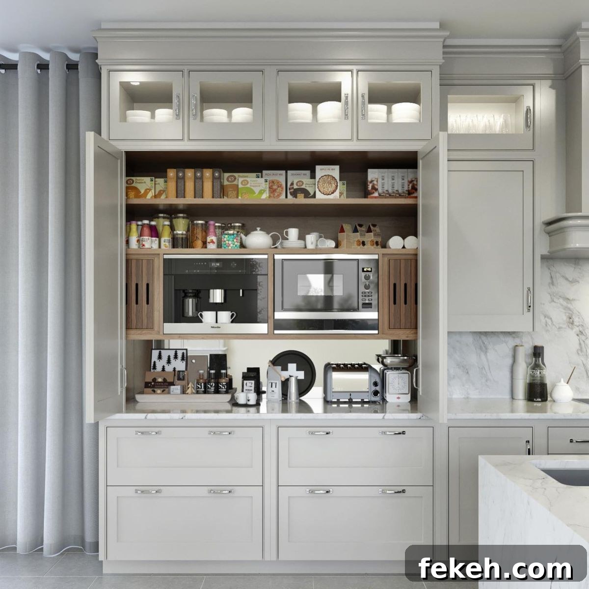 21 Smart Kitchen Upgrades to Conceal Small Appliances 13 11. Tucked Away Breakfast Bar