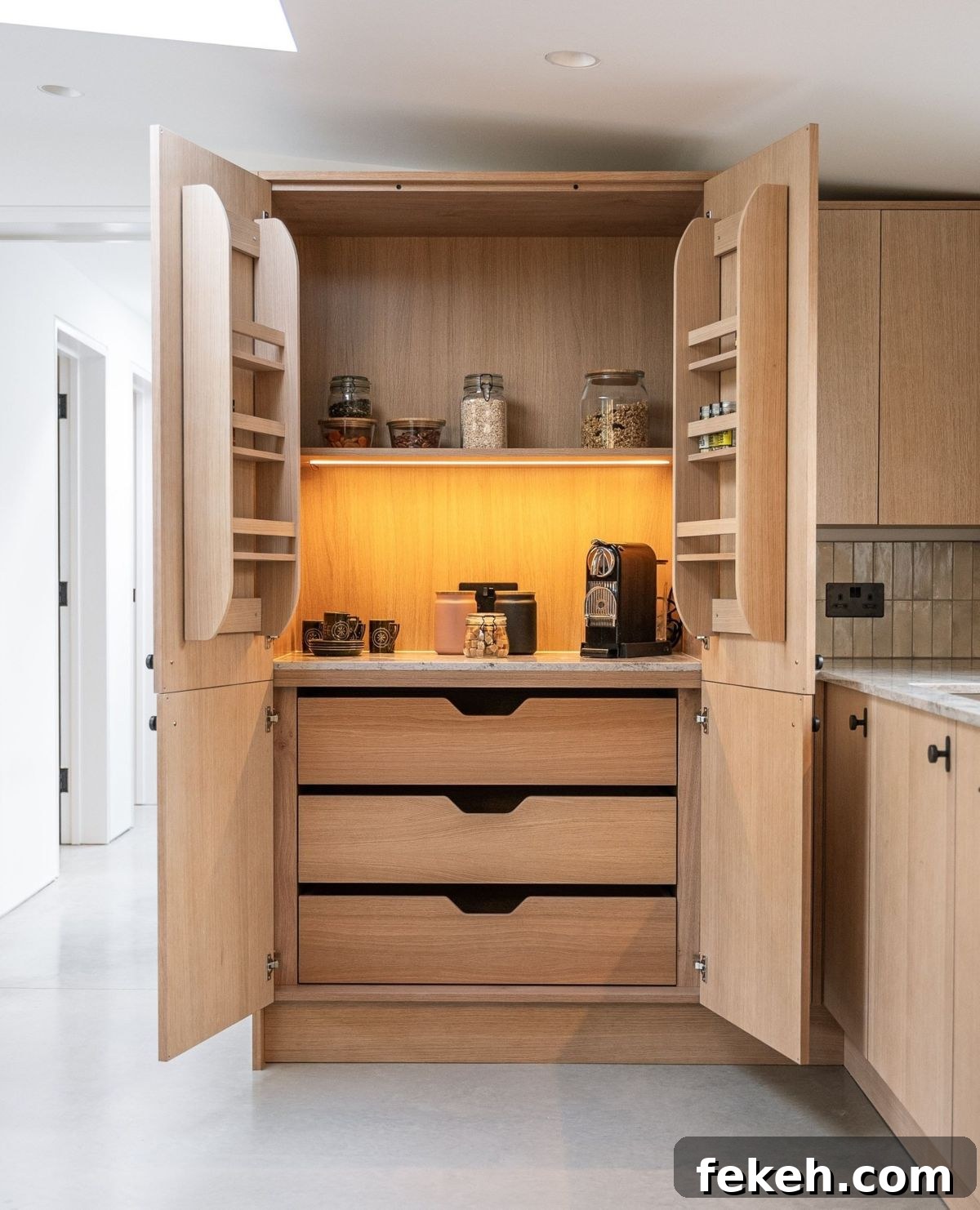 21 Smart Kitchen Upgrades to Conceal Small Appliances 14 12. Hidden Breakfast Larder