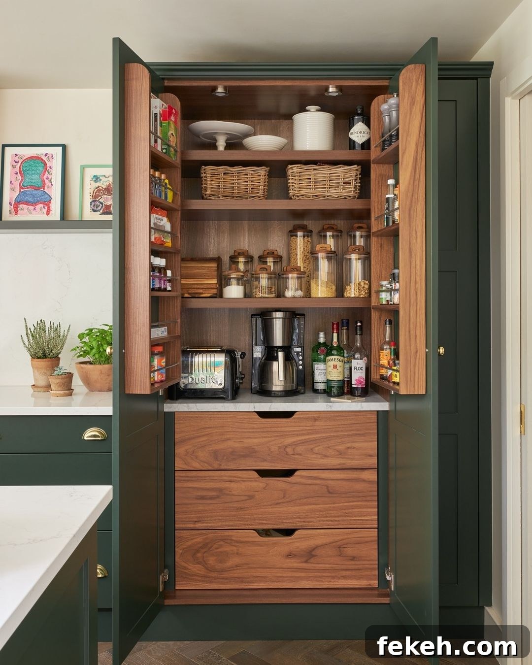 21 Smart Kitchen Upgrades to Conceal Small Appliances 18 16. Hidden Drinks Bar