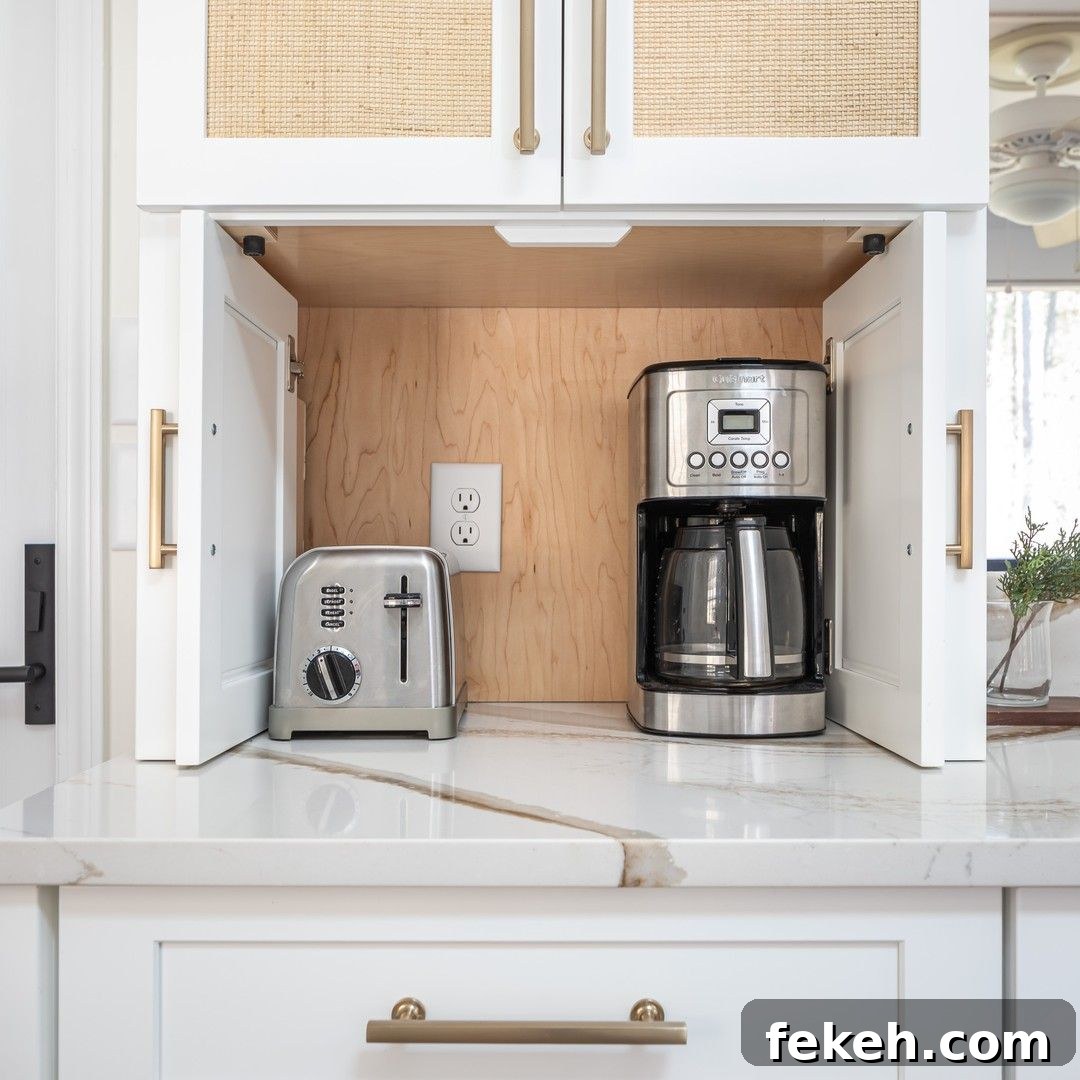 21 Smart Kitchen Upgrades to Conceal Small Appliances 6 4. Foldaway Door Nook