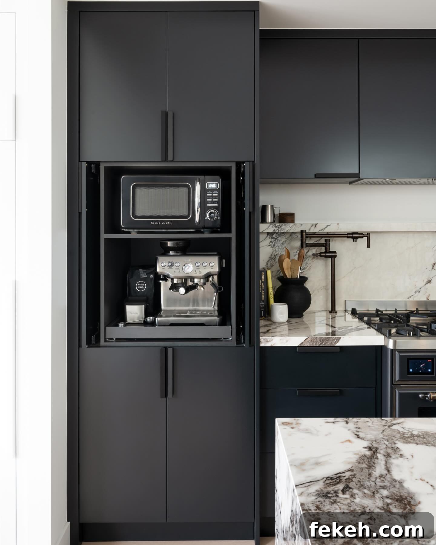 21 Smart Kitchen Upgrades to Conceal Small Appliances 7 5. Slide-Down Cabinet Notch