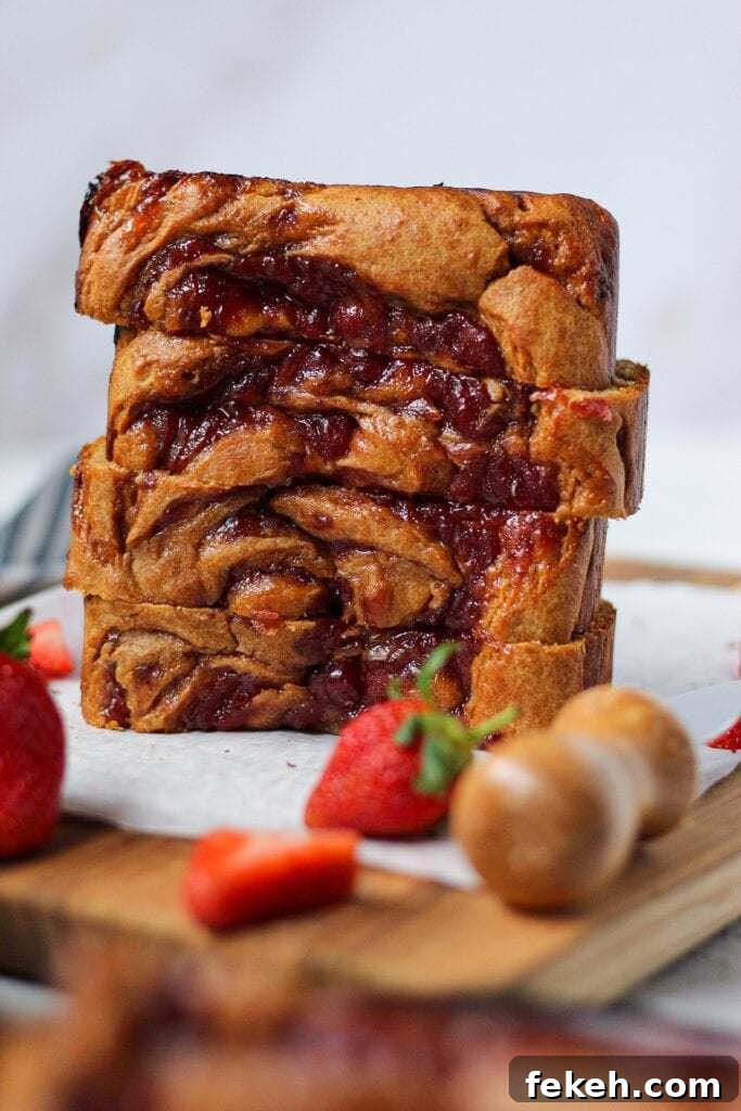 Peanut Butter and Jelly Yogurt Loaf Cake - Pink Owl Kitchen