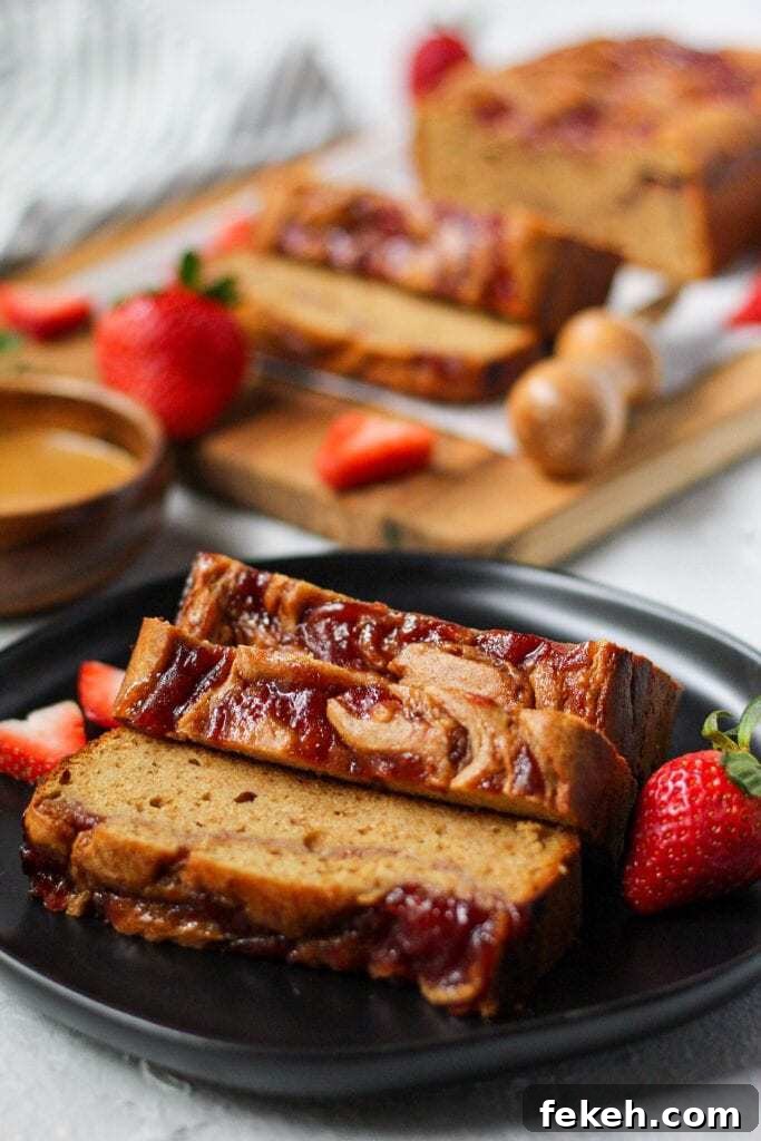Peanut Butter and Jelly Yogurt Loaf Cake - Pink Owl Kitchen