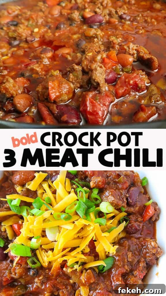 Slow-Cooker Three-Meat, Three-Bean Chili Recipe 14 The Best Slow-Cooker Chili (3 Meat 3 Bean Chili)