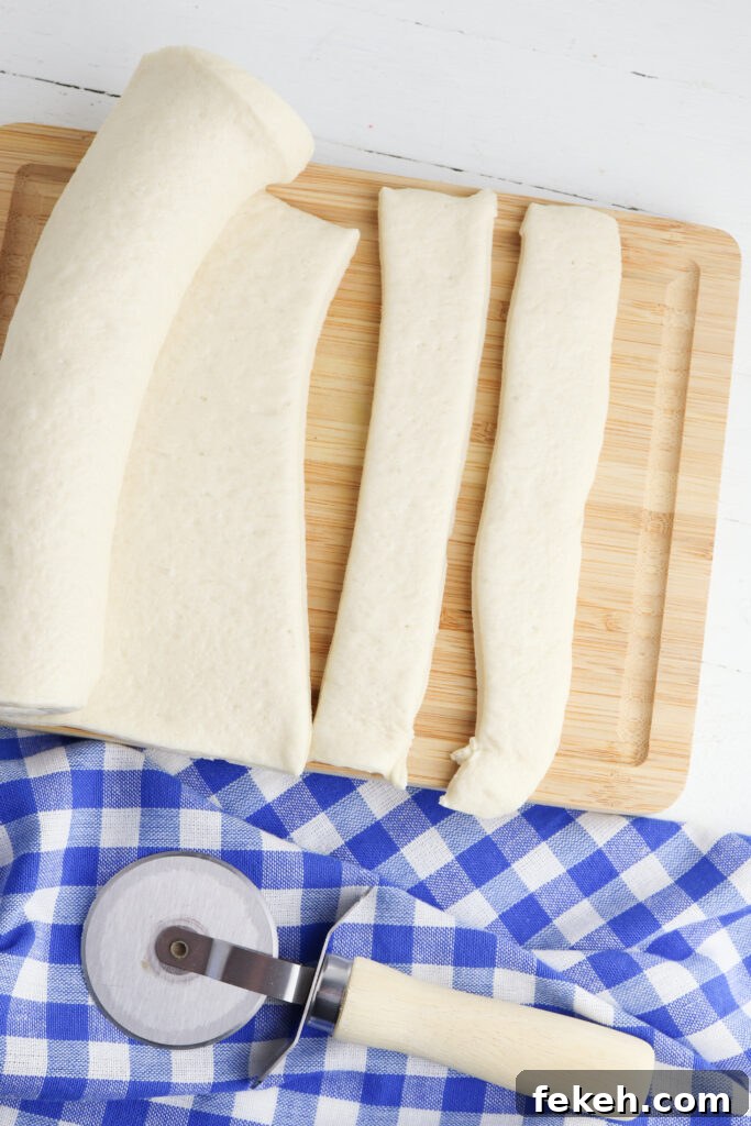 Preparation steps for pizza dough pretzels