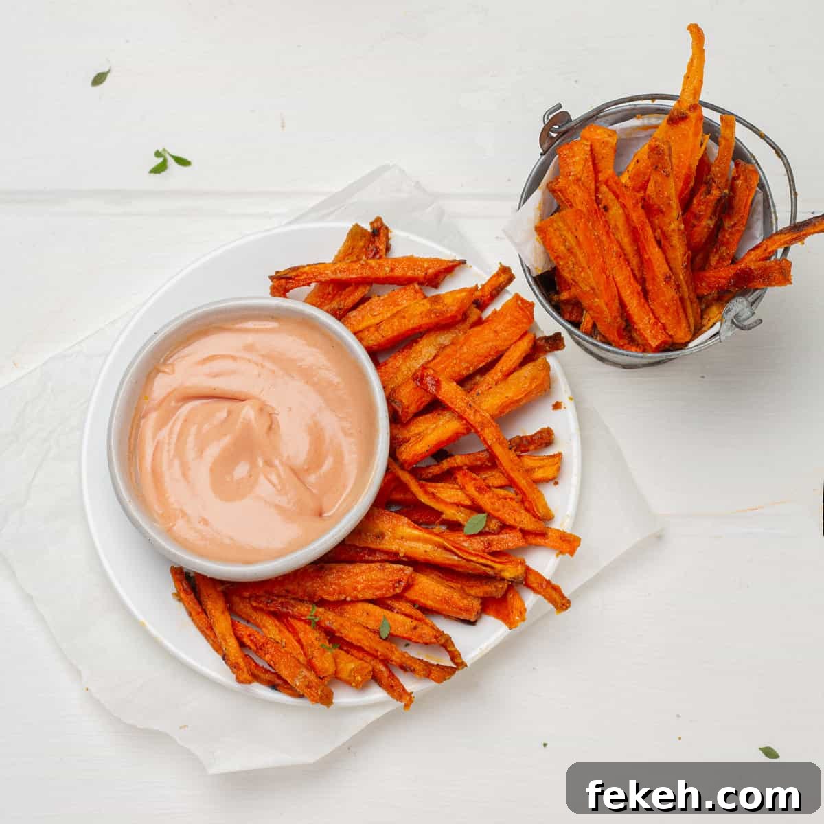 Crispy Baked Carrot Fries with Garlic-Parmesan Dip 2 Carrot Fries served with sauce