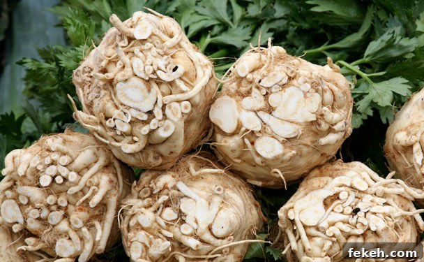 celery root Several celery roots stacked on top of each other at a farmer's market.