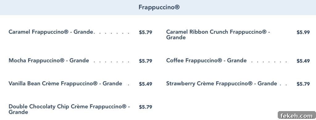 Main Street Bakery: Fresh Breads, Pastries & Local Favorites 5 Frappuccino drink menu.
