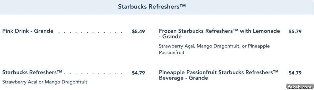 Main Street Bakery: Fresh Breads, Pastries & Local Favorites 6 Starbucks Refreshers drink menu.