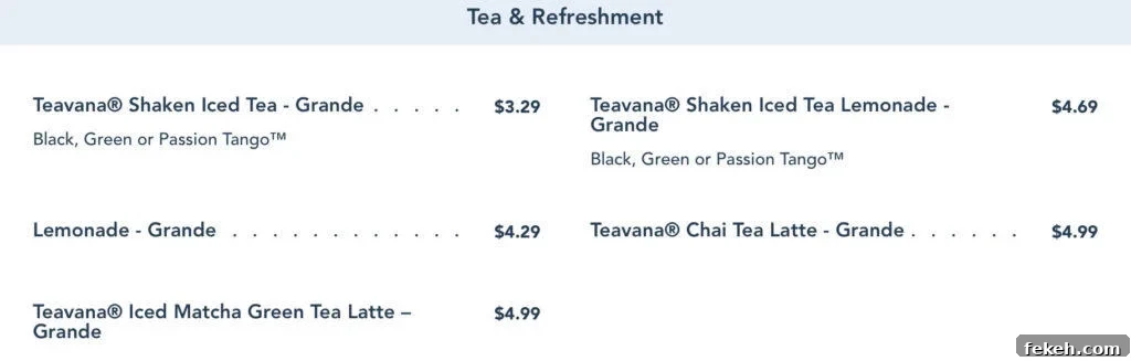 Main Street Bakery: Fresh Breads, Pastries & Local Favorites 7 Tea and refreshment drink menu.