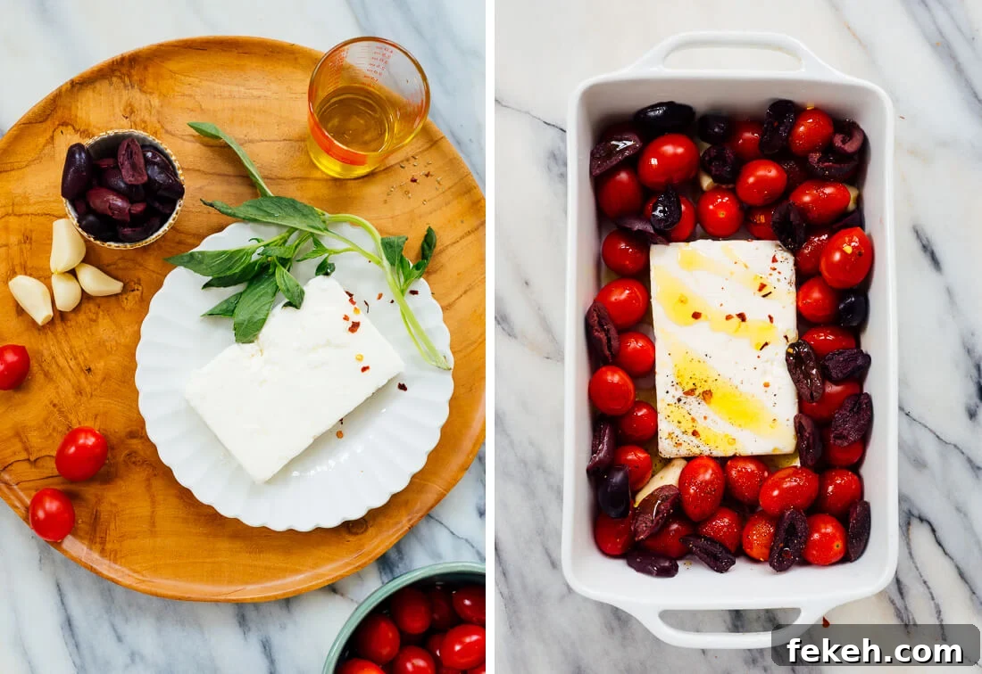 Creamy Baked Feta and Roasted Cherry Tomato Dip 3 baked feta dip ingredients