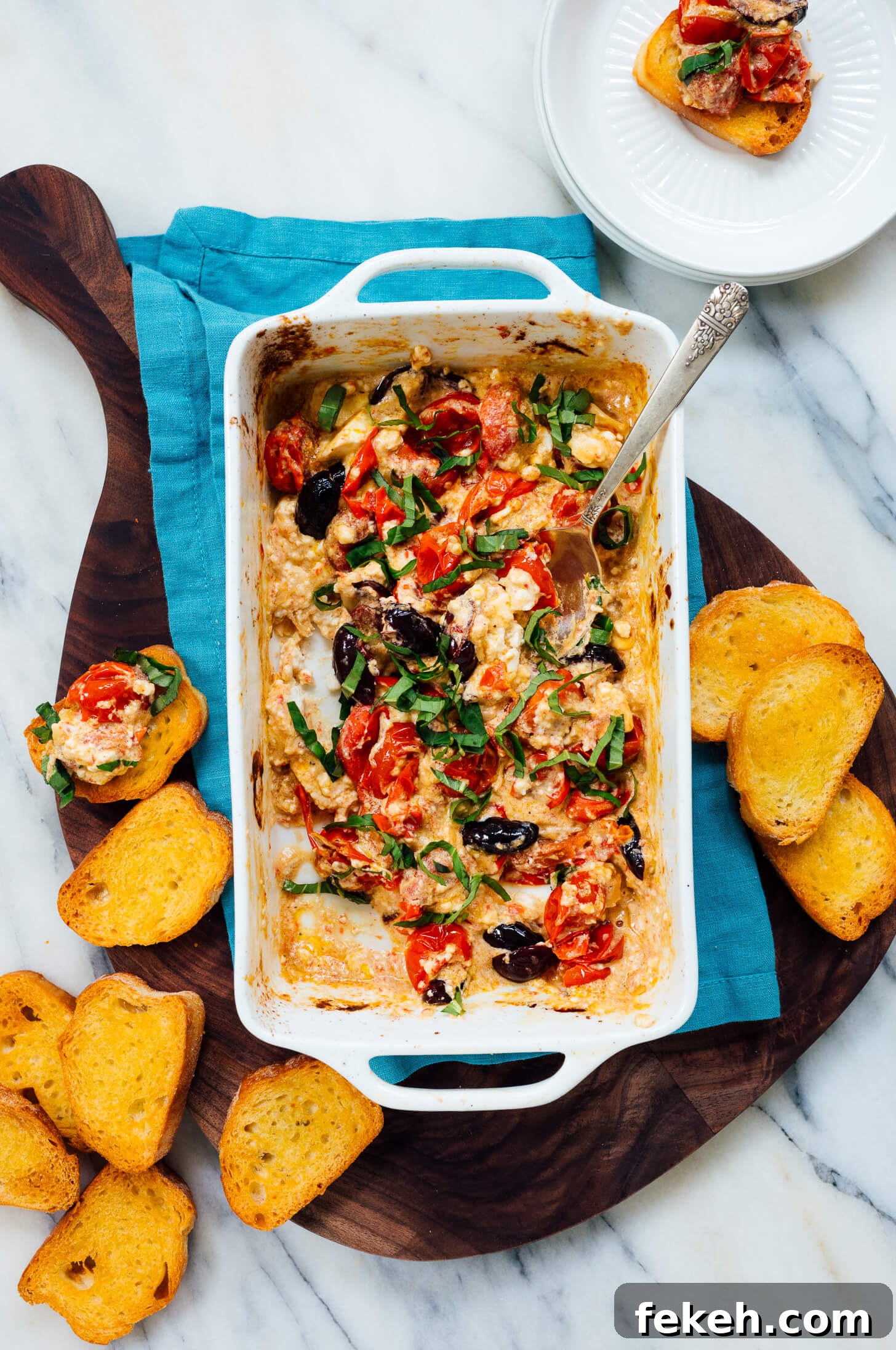 Creamy Baked Feta and Roasted Cherry Tomato Dip 6 baked feta dip with tomatoes and olives