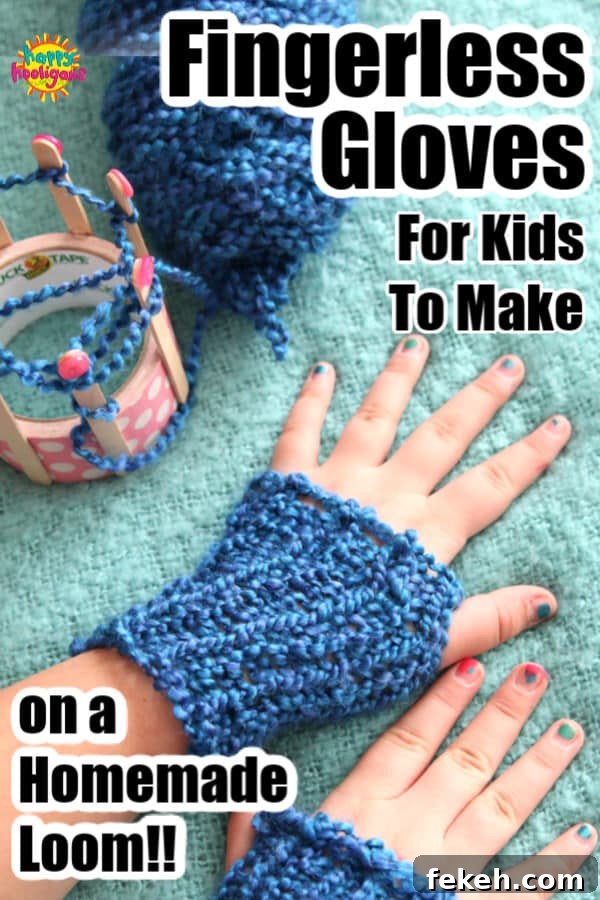 Loom-Knit Fingerless Gloves Tutorial for Homemade Knitting Loom 2 Homemade Fingerless Gloves - pin image