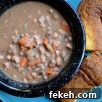 Ham and Bean Soup for Two with cornbread